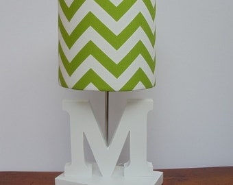 Small Chartreuse Green/White Chevron Drum Lamp Shade - Nursery, Girl's or Boy's Lamp Shade