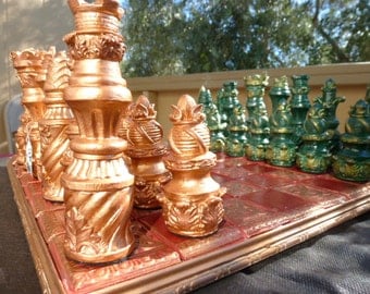 VERY LARGE Baroque Style Chess set. Customisable Colours (Pieces Only/Board Not Included)