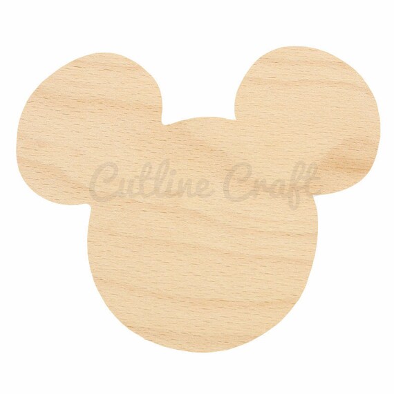 Mickey Mouse Ears Cutout 312 Shapes Crafts, Gift Tags Ornaments Laser Cut Birch Wood Various Sizes