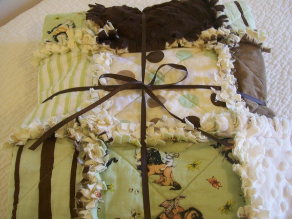 Where The Wild Things Are Baby Rag Quilt Brown Ivory Minky