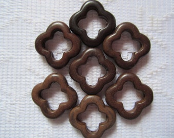 7 Chocolate Brown Flower Howlite Turquoise Beads 20mm