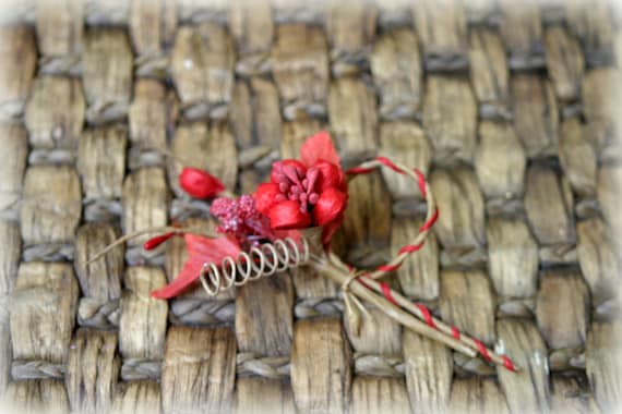 Rustic Red Shabby Chic Flower Embellishment FL-075