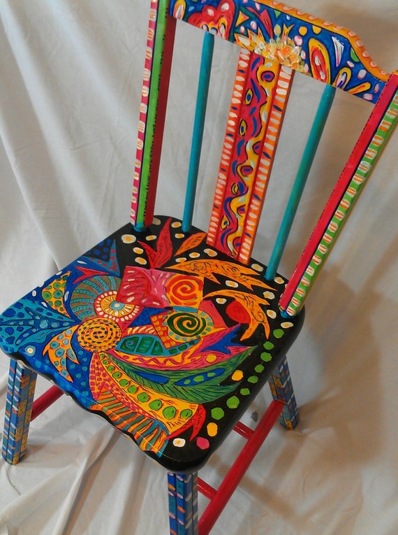 Hand Painted Abstract Ooak Functional Art Chair