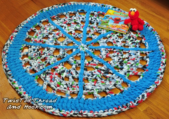 Blue Wheel Rug - Soft Rug for Children Room Decor or Boy Nursery