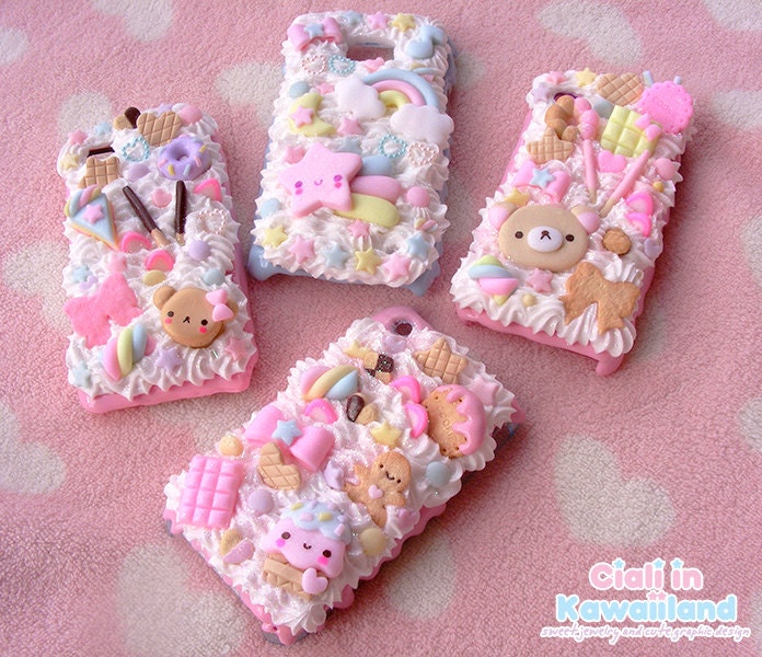 Kawaii decoden phone case whipped cream effect case cute