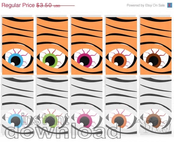 WEEKEND SALE 50% OFF Halloween printable gift tags, mummy eye, spooky eyes, gray, black, orange, instant download, Halloween printables Il_570xn