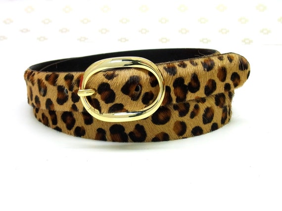 Items similar to Belt leather women cow hair fashionable gold buckle ...
