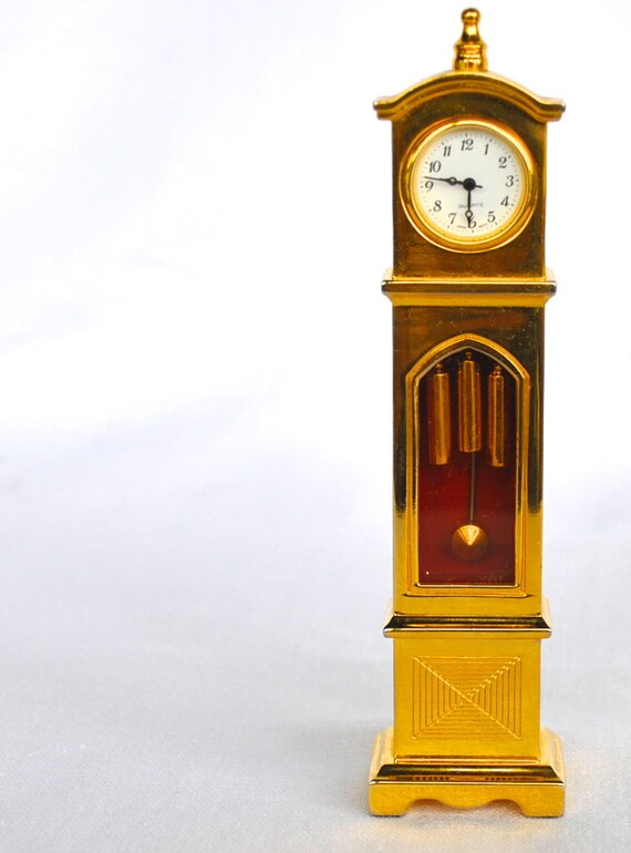 Vintage Miniature Clock Grandfather Clock Collectible Quartz