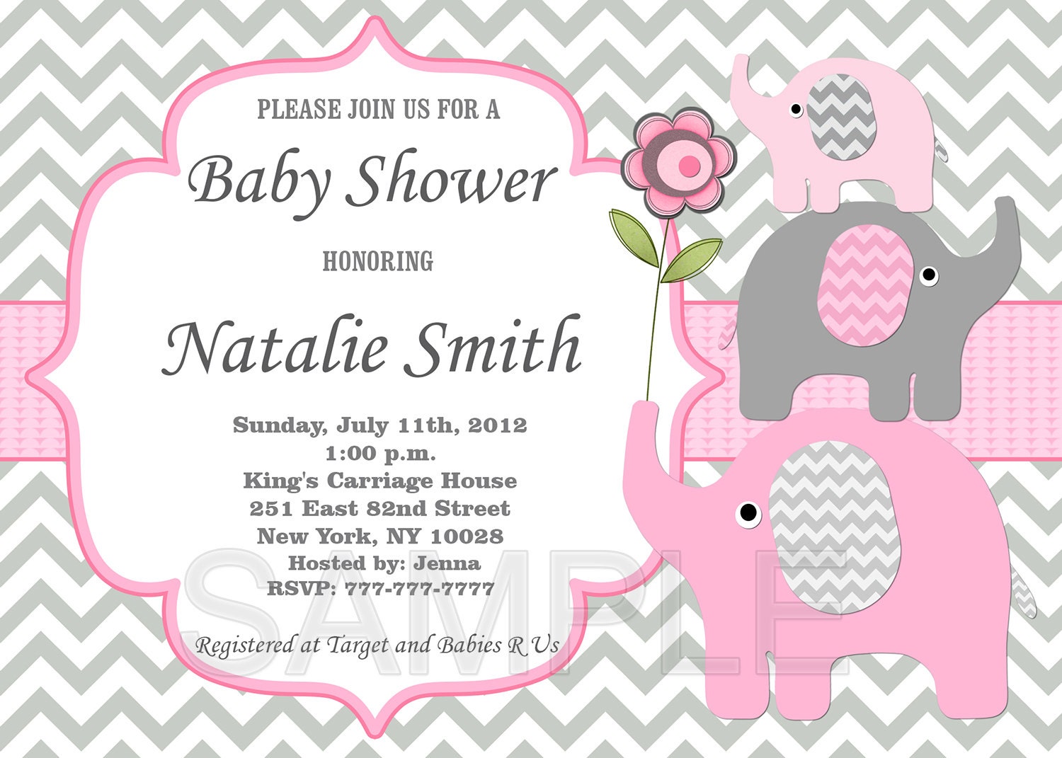 Girl Baby Shower Invitation Elephant Baby Shower by diymyparty