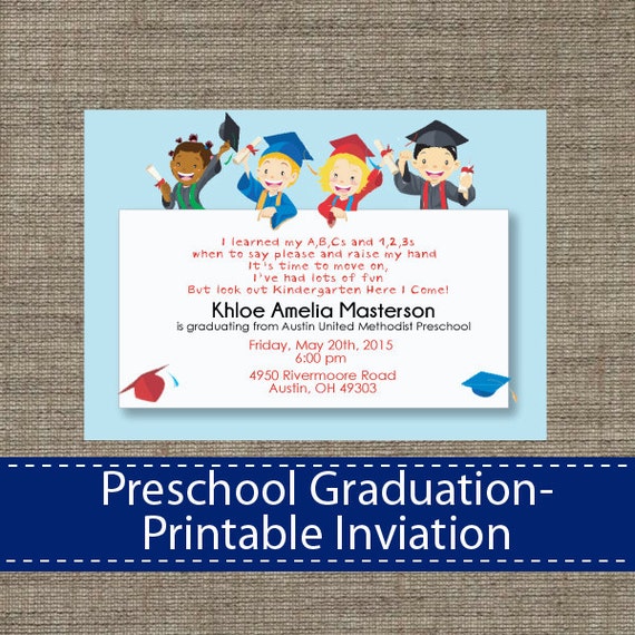 kindergarten printable graduation invitations free Preschool Invitation Graduation Printable DIY