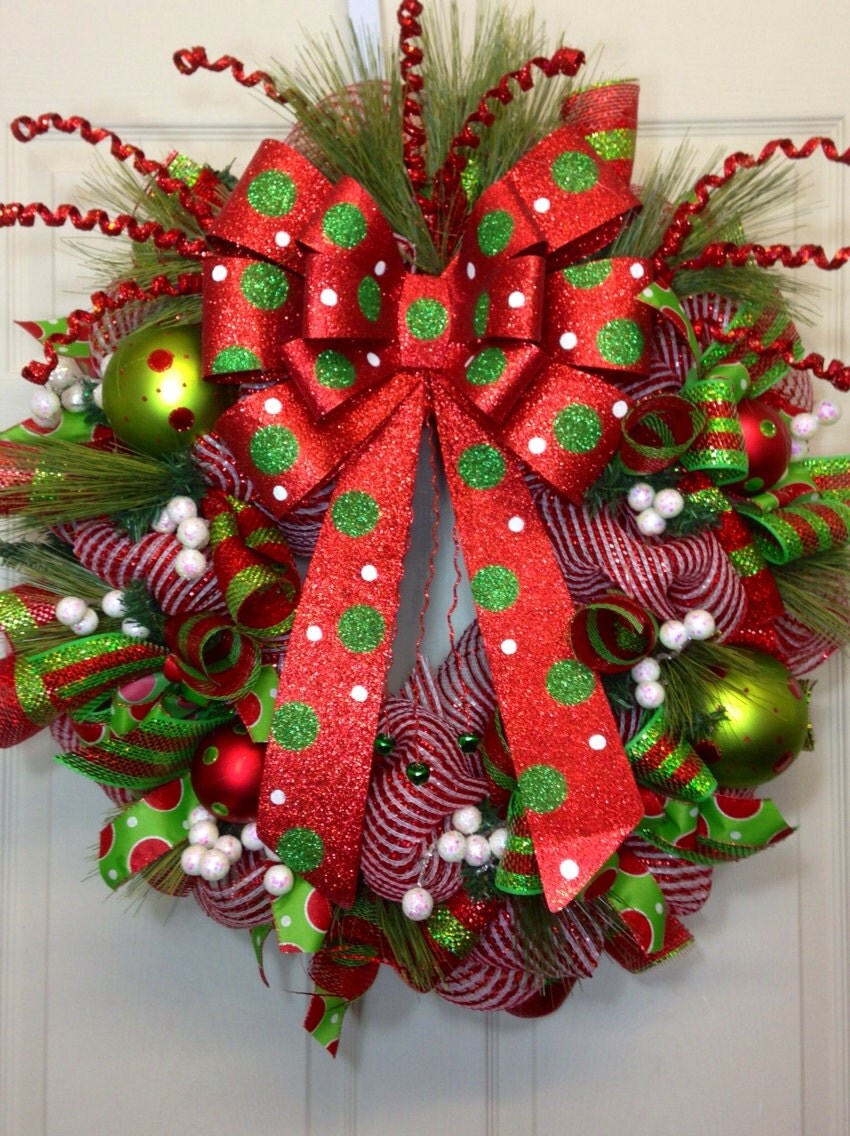 christmas mesh wreath by williamsfloral on etsy christmas mesh wreath by williamsfloral on etsy