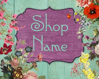 Etsy Shop Banner - Shop Banner, shabby chic etsy banner, wood etsy banner, floral etsy banner, cottage chic etsy banner