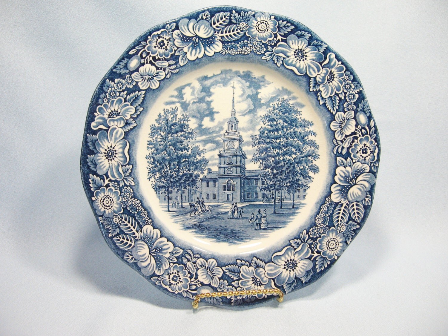 Liberty Blue Dinner Plate Independence Hall on by RoseArborVintage