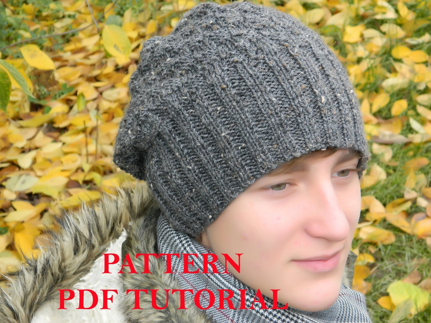 Slouchy men beanie PATTERN man knit hat PDF Tutorial ...