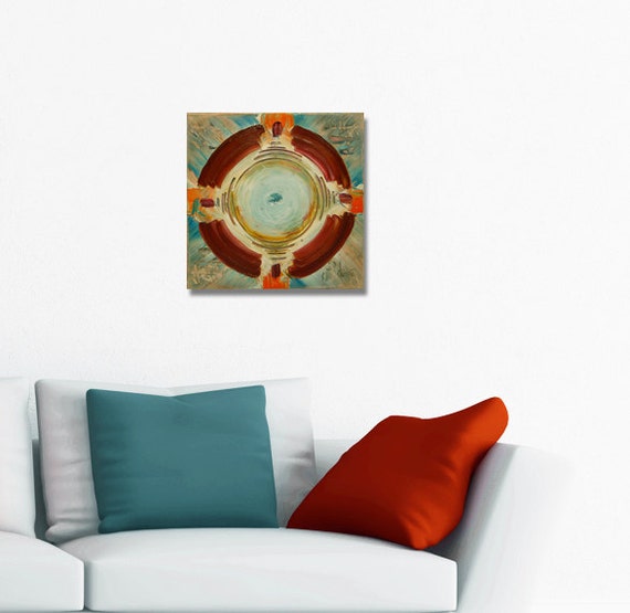 Mandala painting spiritual art meditation art mandala art geometric art circle brown orange blue