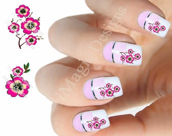 Water Slide Nail Decals Stickers, Nail Art Transfers, Cherry Blossom