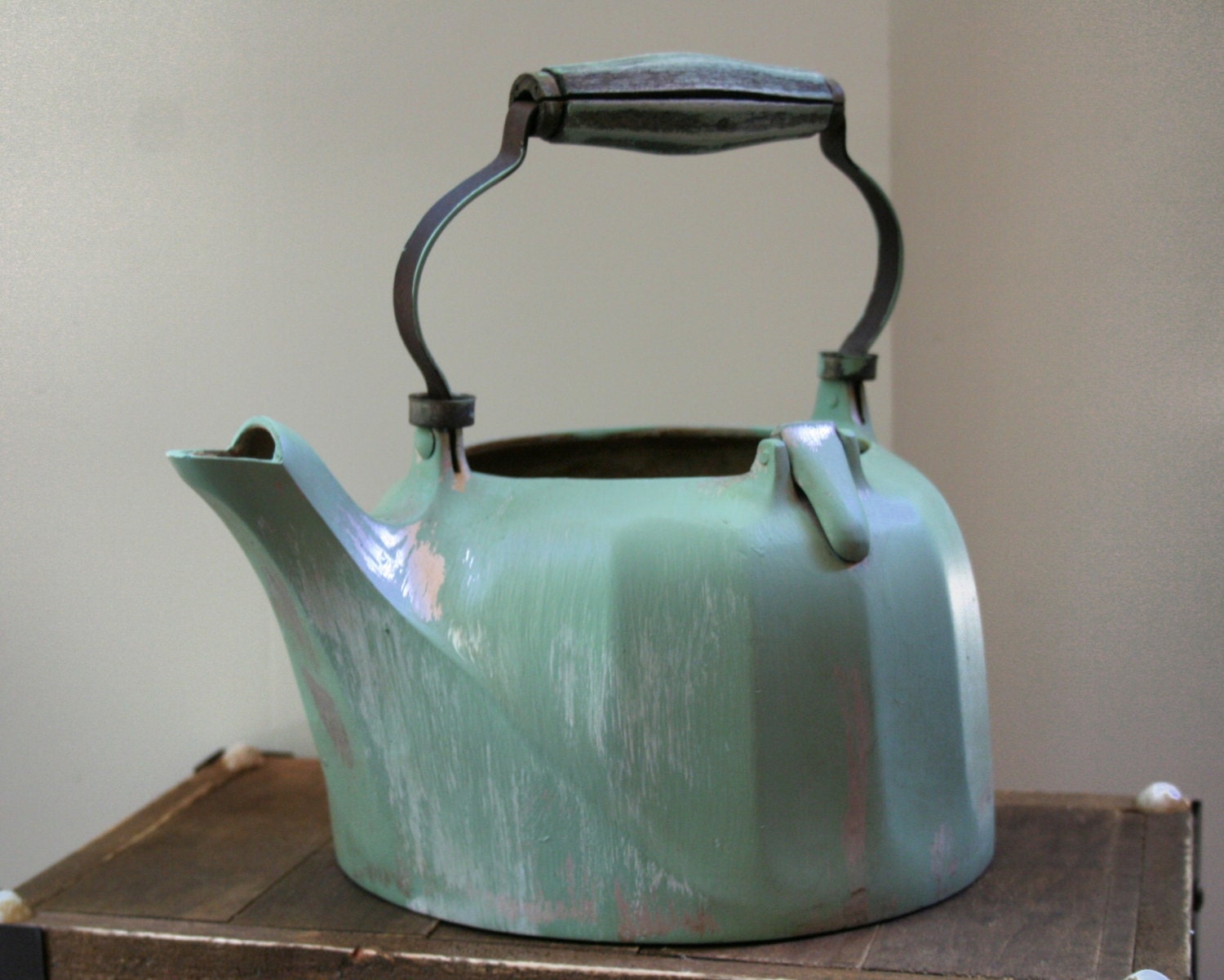 Vintage Mint Green Tea Kettle Pastel Green by MyOliviaVintage