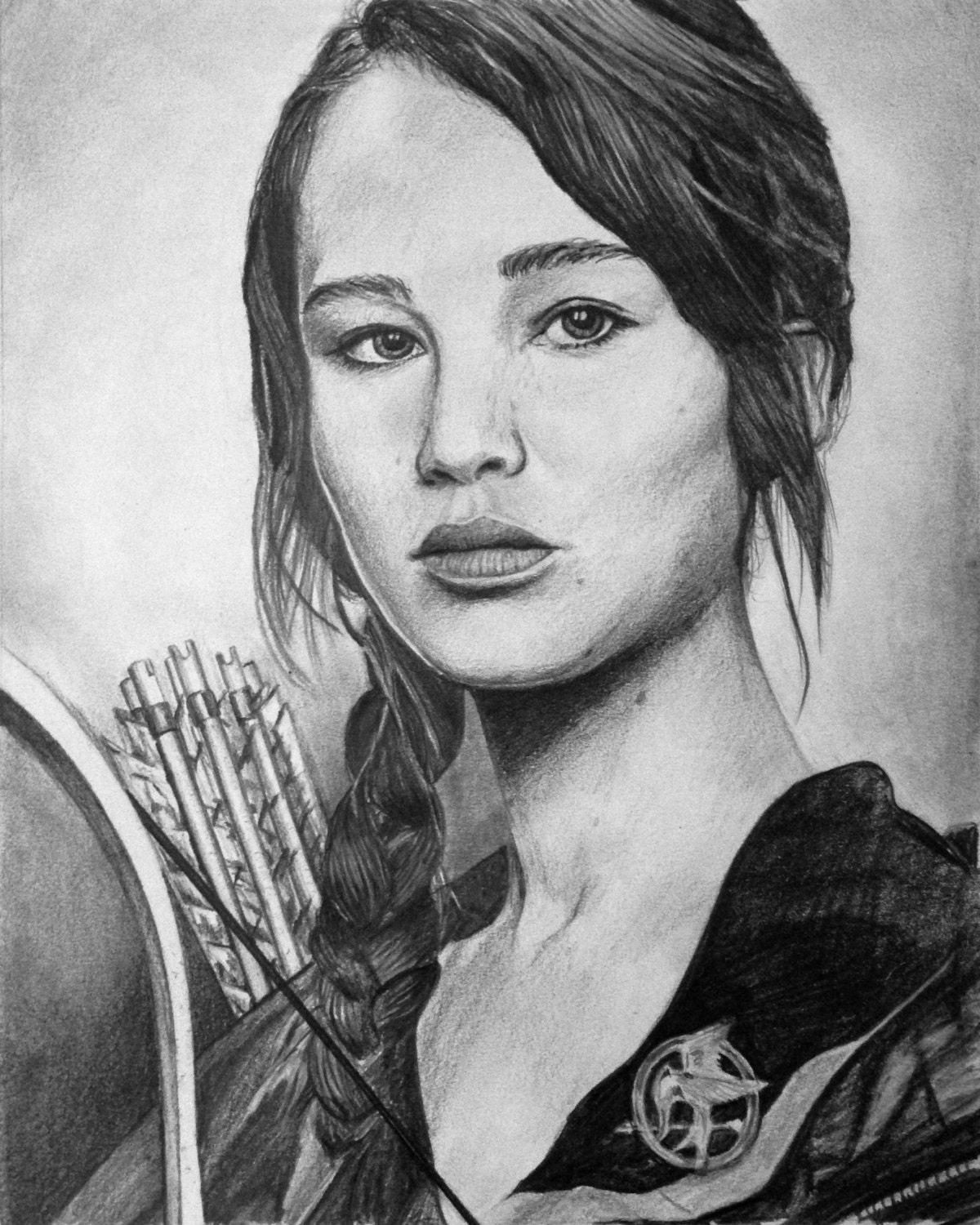 Hand Drawn Portrait of Katniss Everdeen Hunger Games Victor