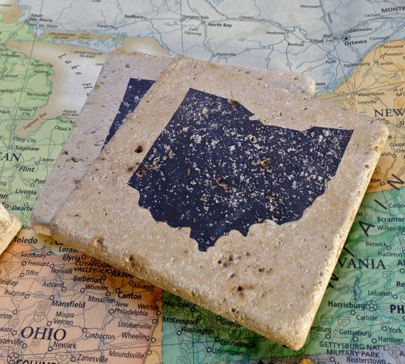 OHIO STATE Stone Coaster Set 4 Beer Coaster by DandWstonecrafts