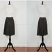 black and nude beige sheer silk pleated high waist skater preppy boho mini skirt M L