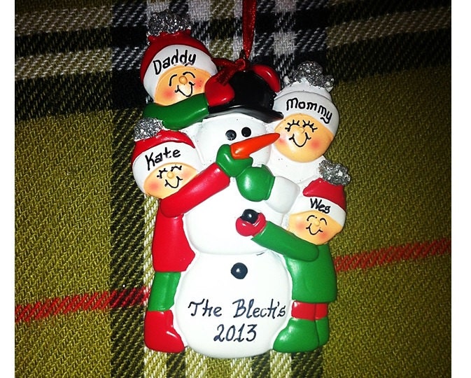 Personalized Christmas Ornament Family of 4 by PersonalizeStation