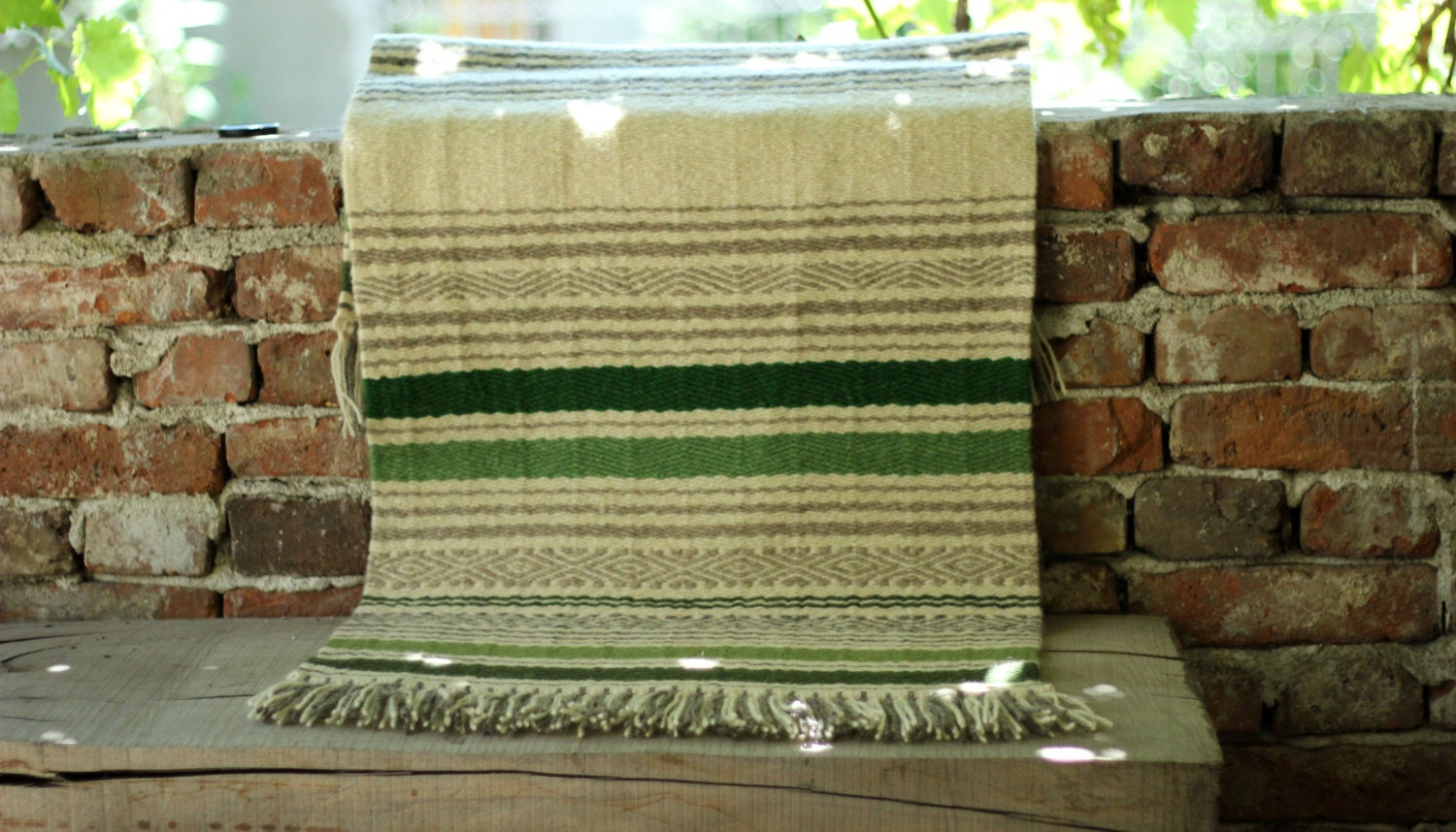 Green Handwoven Rug Pure Wool Rug Handmade by TheColorfulLoom