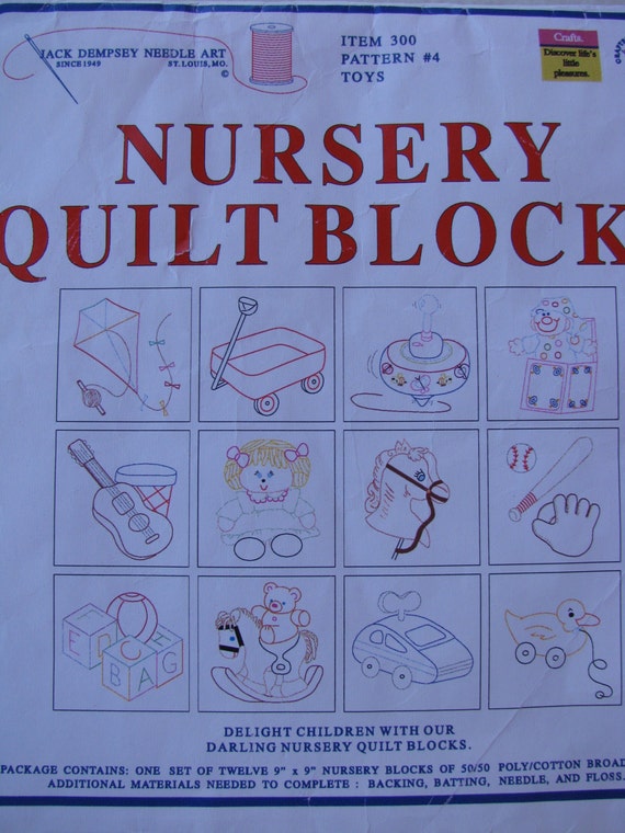 Pre Stamped Nursery Quilt Blocks to Embroider