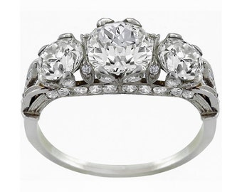 ... Antique 2.33ct Old Mine Cut Center Diamonds Platinum Anniversary Ring