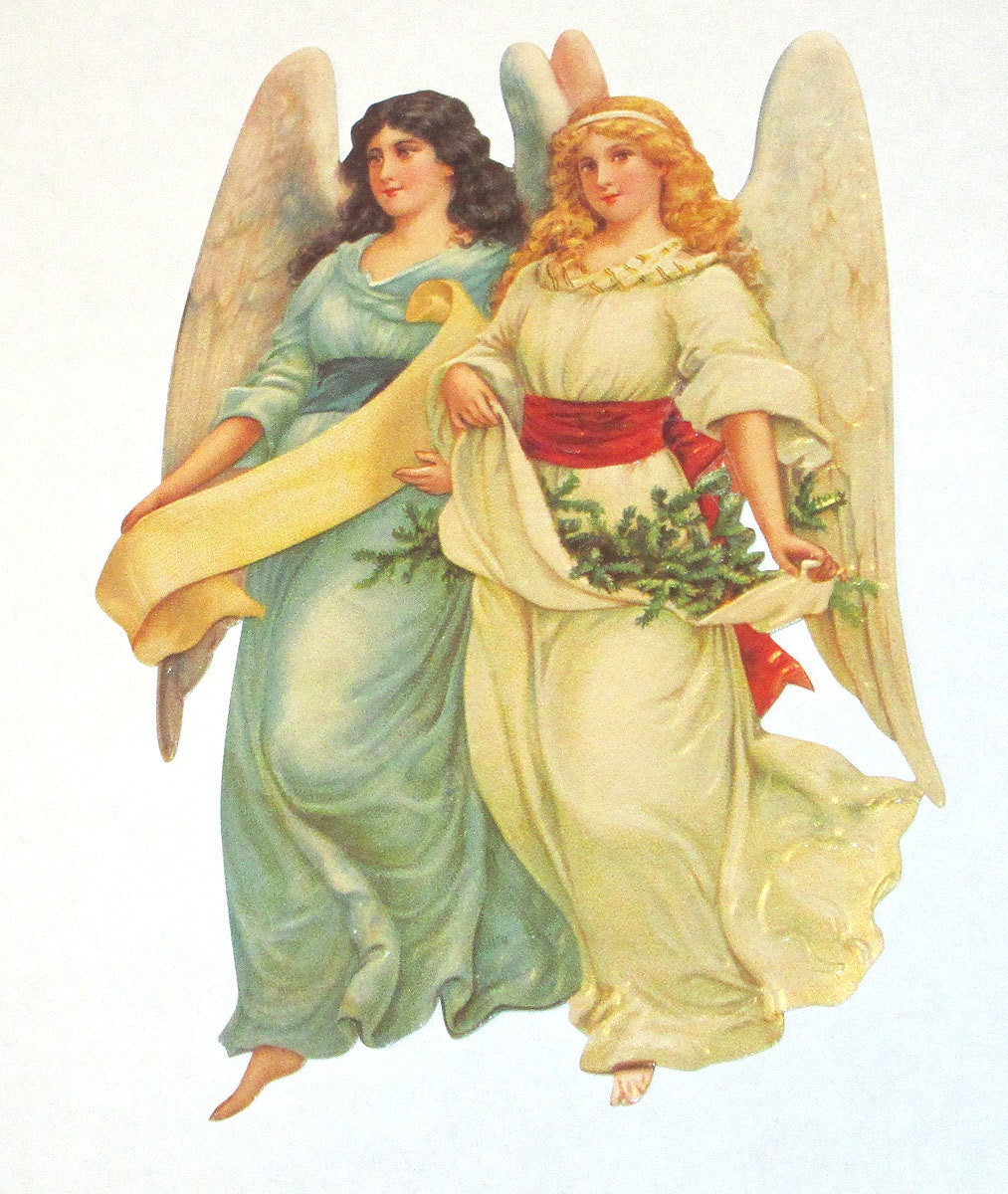 New German Large diecut scrap Angels Christmas Easter