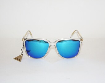 Vintage Sunglasses Aprilia Red Rose 16 Square Clear Frame with New Mirrored Lens HIGH quality. NOS