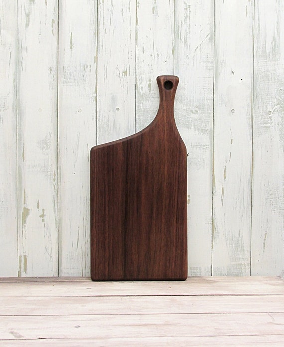 Wooden Cutting Board Walnut Offset Handle By Foodiebords On Etsy 