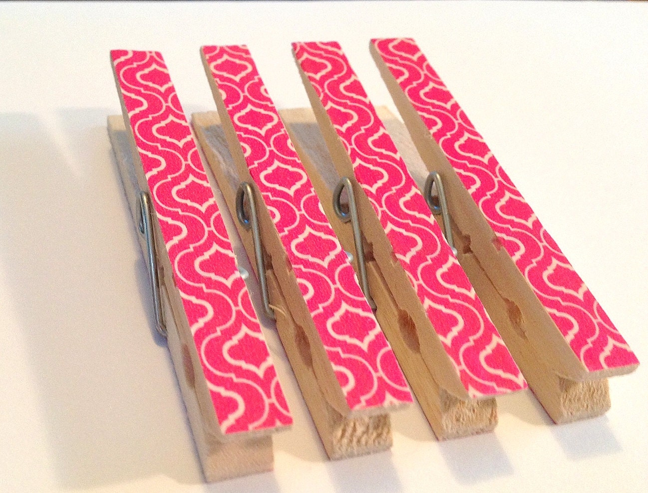 Clothes pin photo hanging string pink by CharlotteLowDesigns