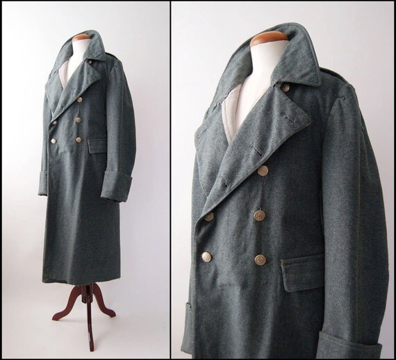 Vintage Swiss Military Wool Great Coat by BrownLovesBlack on Etsy