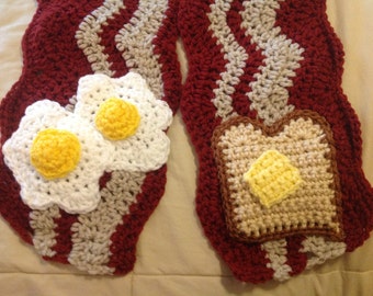 Items similar to Toast SCARF Crochet Reddish Pink Bacon ...