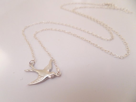 Tiny silver sparrow necklace Sterling by TiffanyAvenueBridal
