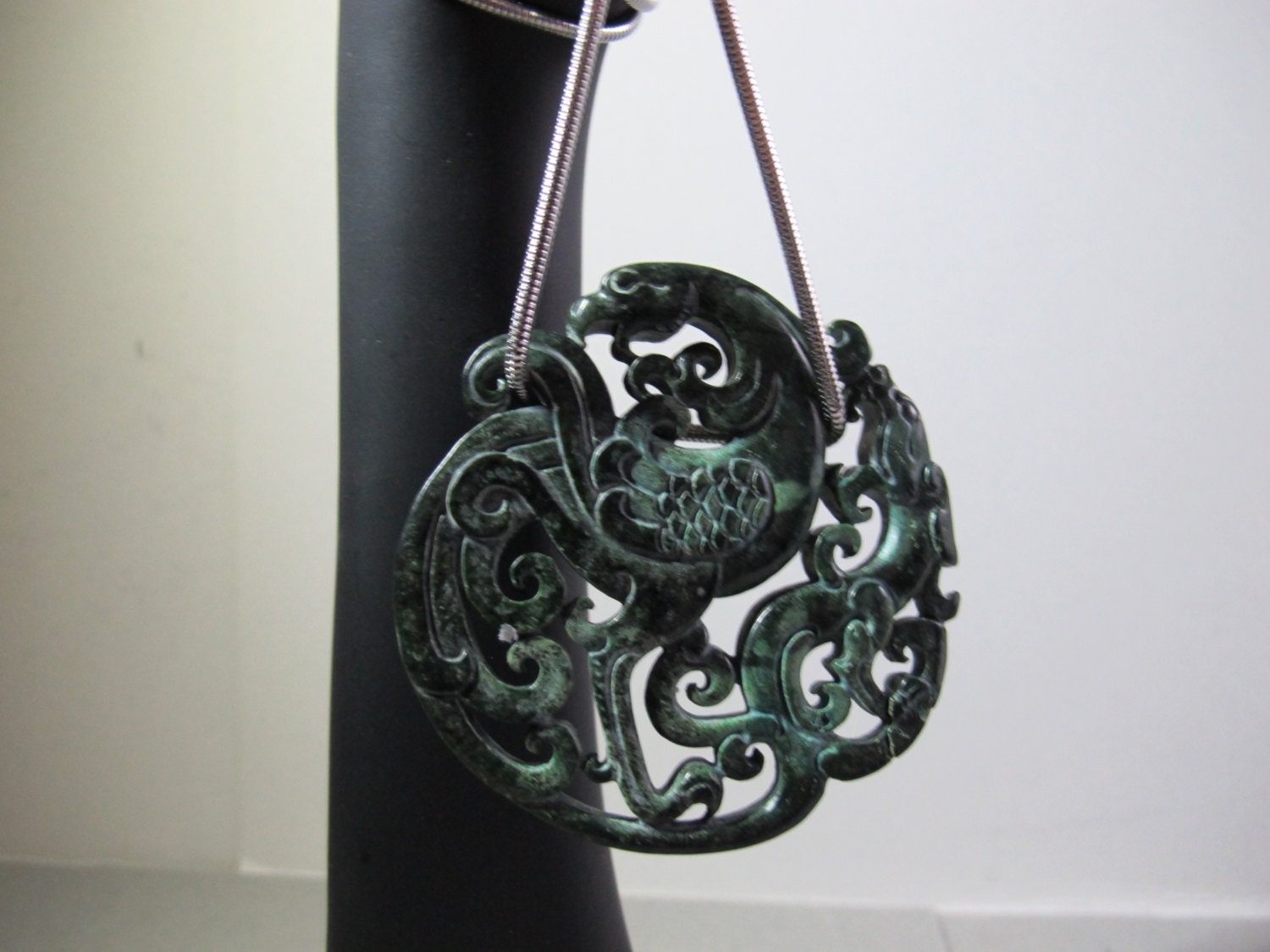 Chinese Jade Medallion Necklace by smallchangebypenny on Etsy