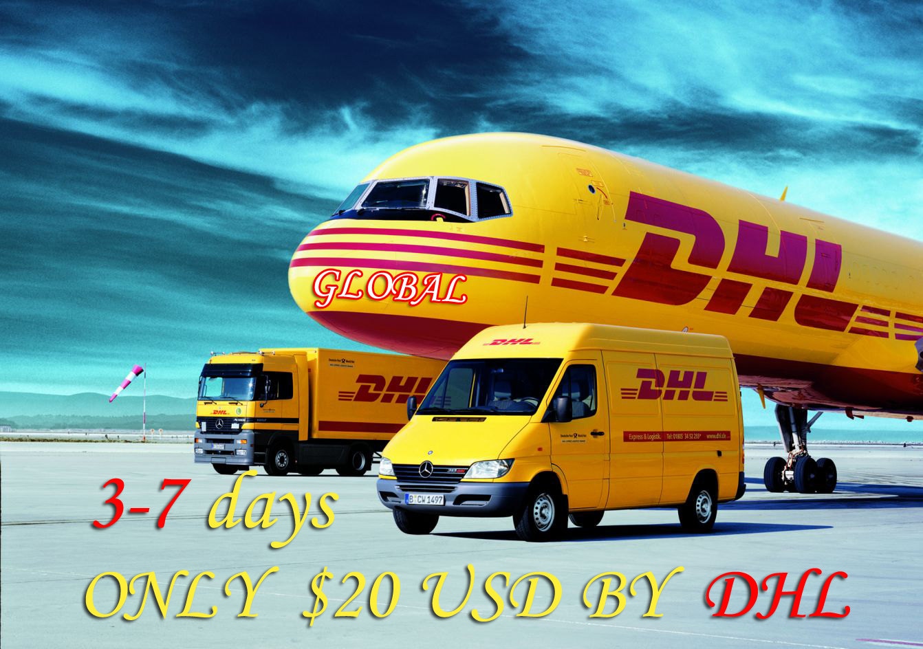 Pay more 20 USD for sending by DHL to EVERYWHERE