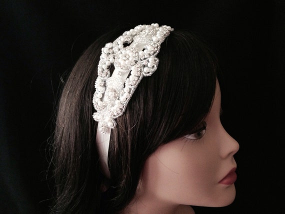Bridal Headband Rhinestone and Pearl Bridal Headband Bridal
