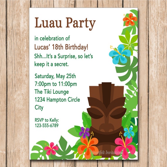 Surprise Luau Party Invitation Wording 1