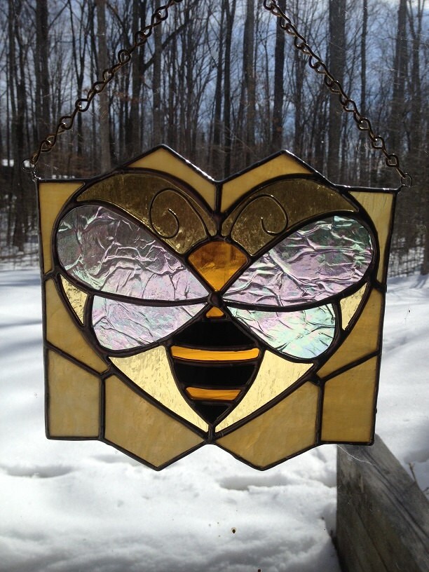 Stained Glass Honey Bee LOVE