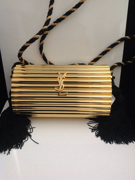 Items similar to Vintage YSL Yves Saint Laurent gold tassel purse ...  