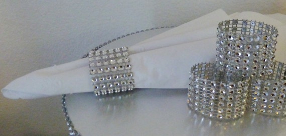 Items Similar To Silver Bling Faux Rhinestone Wedding Napkin Ring ...