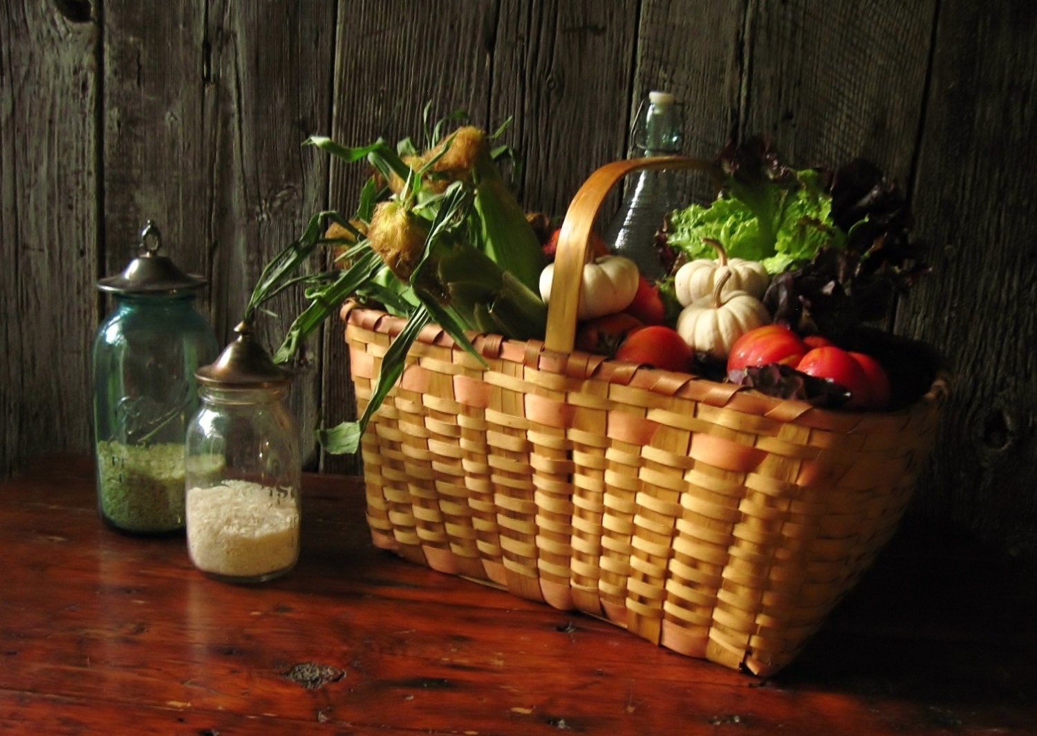 Large Vintage Splitwood Gathering Basket Summer Market