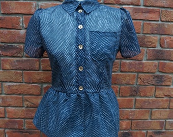 Vintage style handmade peplum shirt/blouse. Size 8-10. (40s, 50s, 60s)