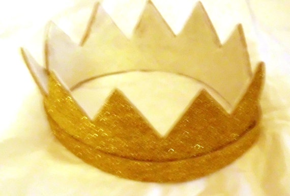 Large Gold Crown Sparkle Princess Glitter King Queen