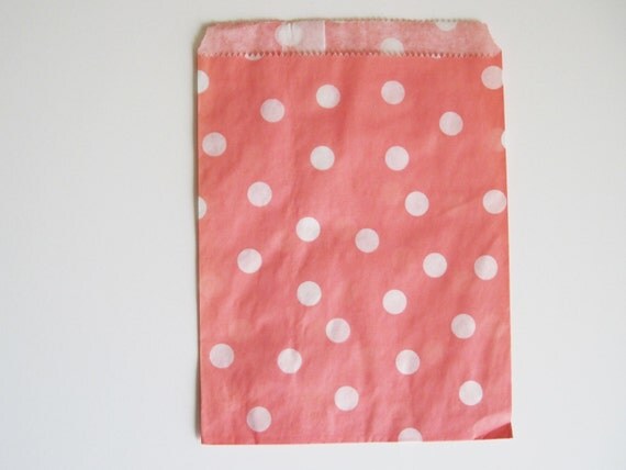 Party Favor Bags-Pink Polka Dot Snack Bags-Polka Dots Party Favor Sack -Wedding Gift Bag-Dotted Birthday Treat Bag-Rose Goodie Bag Il_570xn