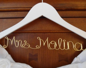 Bridal Hanger one Line,Bride white Hanger, Custom Bridal Hanger, Brides Hanger, Name, Wedding Hanger, Wedding Dress Hanger, Shower