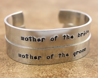 Mother of the Bride Bracelet / Mother of the Groom Bracelet / Wedding Gift Set / Custom Hand Stamped Bracelet / Mother Wedding Gift