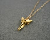 Dipped 24kt gold shark tooth pendant with gold chain