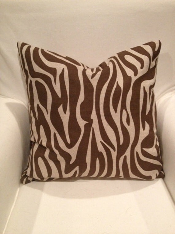 Items similar to Brown Zebra Pillow MADE TO ORDER 18x18 in stock on Etsy
